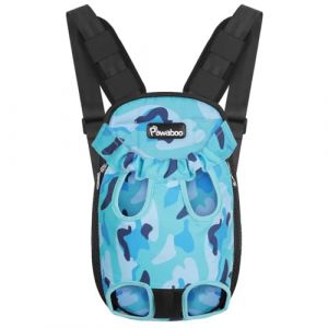 Pawaboo Sac de Transport de Voyage Sac &agrave; Dos de Transporteur Ventral Poitrine pour Petit Chien Chiot Chat pour Traveling Hiking Camping etc. Petite Taille, Camouflage Bleu (Joiel EU, neuf)