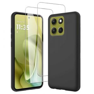 JDXHFF Coque Compatible avec Motorola Moto G86 5G (6.67") Noir Housse et 2 x Verre tremp&eacute; &eacute;cran Film Protecteur - &Eacute;tui Souple Silicone TPU Case Cover Black (LIUHELIN, neuf)