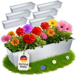 MC-Trend Jardini&egrave;re pour palettes europ&eacute;ennes - M&eacute;tal galvanis&eacute; - R&eacute;sistant aux intemp&eacute;ries et inoxydable - Balcon avec trous de drainage - 38,1 x 13 x 9 cm - 247 g - R&eacute;sistant aux UV - Empilable (MC-Trend-Handels GmbH, neuf)