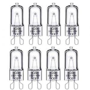 TaimeiMao Ampoule Halog&egrave;ne, 8 pcs Ampoule G9 40w 230v et 25 W 230 V, Ampoules Halog&egrave;nes, pour lampes de four et plafonniers de four &agrave; micro-ondes, blanc chaud, sans scintillement. (LUYUXUAN LIMITED, neuf)