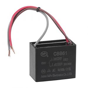 sourcing map Plafond Ventilateur Condensateur CBB61 1.5/3uF 250V AC 3 Fils Métallisé Polypropylène Film Condensateur 38x31x22mm pour Électrique Ventilateur Pompe Moteur Générateur (Weisser Berg, neuf)