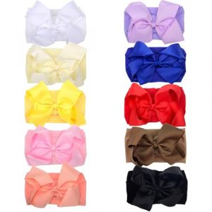 Bandeau &agrave; n&oelig;uds pour b&eacute;b&eacute; fille de 15,2 cm, en nylon doux, joli grand n&oelig;ud, super &eacute;lastique pour b&eacute;b&eacute;s filles, nouveau-n&eacute;s, tout-petits (blanc, 10 couleurs, taille unique) (Yuanzhushipin, neuf)