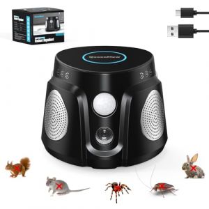 Ultrasons Souris et Rats avec 3 Emetteurs &agrave; Ultrasons, 3 Modes Anti Souris R&eacute;pulsif Souris Brancher avec 9 Lumi&egrave;res Stroboscopiques, 360&deg; Anti Rongeurs pour Rat Araign&eacute;e Moth (sanmenxiamanyishangmaoyouxiangongsi, neuf)