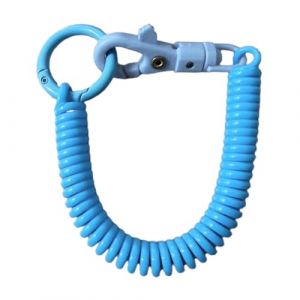Hattba Porte-cl&eacute;s en spirale extensible, porte-cl&eacute;s r&eacute;tractable &agrave; ressort h&eacute;lico&iuml;dal, porte-cl&eacute;s en alliage, porte-cl&eacute;s color&eacute; pour sac &agrave; dos, bleu lac, 18cm (HongyiFushi, neuf)