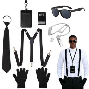 GYIOFAI 7 Pcs Accessoires de Costume d'agent Secret, MIB Agent Costume Accessoires, Men in Black Deguisement, Accessoires de Costume d'espion, Costume de Chauffeur, pour F&ecirc;te d'Halloween Cosplay (Ruquan Shop, neuf)