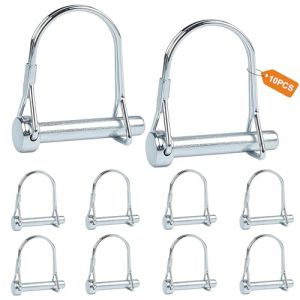 MIGUBIGU 10 Pi&egrave;ces Goupille de Verrouillage Forme D 8 x 45 mm, Goupille Agricole en Acier Carbone, Axe de Verrouillage pour Remorques de Ferme, Wagons, Pelouse, Jardin, Agriculture (WX2024, neuf)