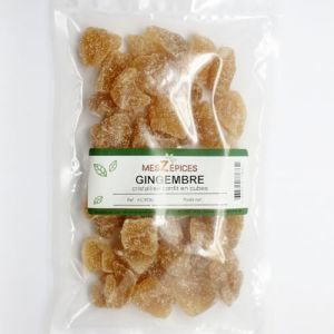 Gingembre cristallis&eacute; confit en cubes - Sachet de 250 g (MesZ&eacute;pices, neuf)