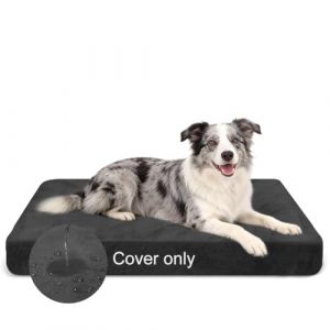 DUJUIKE 100% imperm&eacute;able Housse de Remplacement pour lit pour Chien, Housse de Matelas en Velours pour Chien, Peluche Douce, Doublure de Matelas Lavable et Amovible pour Chien (Noir, L) (Pulchlla, neuf)