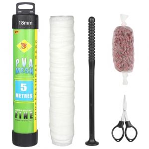 Annyswit Kit de Maille PVA de 5m avec Ciseaux Entonnoir et Syst&egrave;me de Piston 18/25/37 mm Sacs PVA Accessoires de P&ecirc;che &agrave; la Carpe Sacs de Maille Fusion Rapide Recharge de P&ecirc;che pour app&acirc;ts bouillettes (nianliang, neuf)
