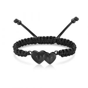 QGJNSGC Bracelet funéraire à double cœur pour femme - Urne éternelle dans mon cœur - Bijou commémoratif pour la perte de vos proches - Cadeau funéraire pour animal domestique (noir) (QGJNSGC jewelry, neuf)