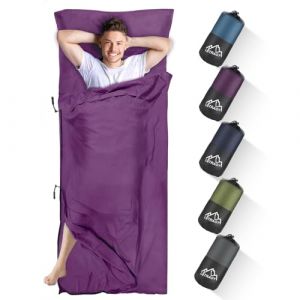 LSTRAGY Sac de Couchage Cabane Adulte 2 en 1 avec Fermeture &eacute;clair, Compartiment pour Oreiller,Ultra-l&eacute;ger et Confortable pour Voyage et Couverture de Voyage,95x220 cm (Violet (luozoe, neuf)