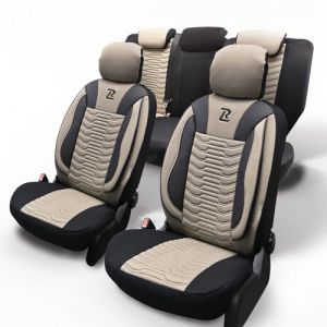 LUCARO Housse de Si&egrave;ge Voiture Universelle Paris - Beige et Noir - Cuir &Eacute;cologique - Car Seat Cover - Ensembles de Housses - Accessoires Auto (SABA SP. Z O.O., neuf)