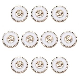ftiemlovde 10 Gros Boutons Dor&eacute;S Mercerie Pour Blazer M&eacute;Tal &agrave; Coudre，Couvre Boutons Blanc Couture de Manchettes Femme Chemise Smoking，Perfect Homme Boutons Pantalon Pour Capitonnage（N10W 15mm） (ftiemlovde, neuf)