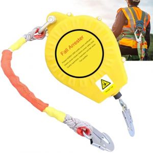 VFDZ Dispositif Antichute a Rappel Automatique, Dispositif Anti Chute Retractable avec Crochet Autobloquant, Stop Chute Automatique pour Toit et Travaux Aériens, Capacité de Charge:150kg (Yellow, 15m) (xjczxc, neuf)