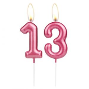 Bougie anniversaire scintillante en forme de chiffre 13 en rose clair, bougie de g&acirc;teau en rose num&eacute;ro 13, d&eacute;coration de g&acirc;teau d'anniversaire pour fille et gar&ccedil;on, bougie d'anniversaire pour cupcake (i-QiQi, neuf)
