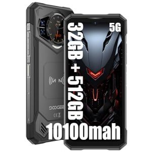 DOOGEE S200 X Telephone Portable Incassable 5G (2025), 32GB+512GB/TF 2TB, 10100mAh/33W, 100MP+20MP，Ecran arri&egrave;re 1,32'',Android 14 Smartphone,6.72&rdquo;+120Hz,T&eacute;l&eacute;phone WiFi6/NFC/DDR5/Face ID/OTG (Noir) (TUNE ONLINE S.R.L., neuf)