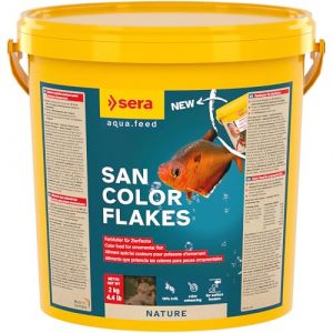 sera San Color Flakes 10 L (2 kg) | Aliment Sp&eacute;cial Couleurs pour Poissons d&rsquo;Ornement de Surface | Haematococcus & Krill | Vitalit&eacute;, Couleurs &Eacute;clatantes | sans Colorants Ni Conservateurs (sera Group Shop, neuf)
