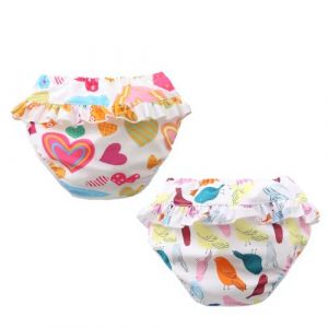 ACMEDE Couches de bain lavables pour Bébé réutilisable, 2 pièces Culotte De Bain pour bébé fille (0-4 ans),Couche Piscine Lavable à volants bébé Maillot de Bain bébé fille (Poids : 15-22 lb, style 1) (Acme Co,., neuf)