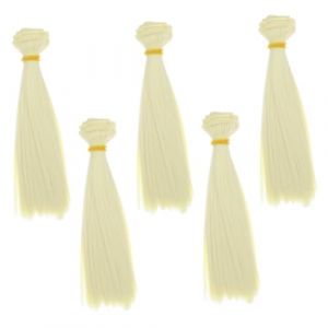 Gatuida Lot de 5 Perruques de Poup&eacute;e Lisses 15 Cm en Soie R&eacute;sistante la Chaleur pour Bricolage Gar&ccedil;on et Filles Projets Scolaires Cheveux Synth&eacute;tiques Kaki Fonc&eacute; (Queenie ruy, neuf)