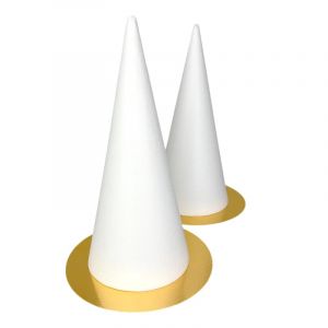 LEALOO Lot de 2 Cones en polystyr&egrave;ne Plein, Hauteur 40 cm, Diam&egrave;tre de base 18 cm, Pr&eacute;sentoir &agrave; macarons, plateaux dor&eacute; r&eacute;versible (Soledi Art Deco, neuf)