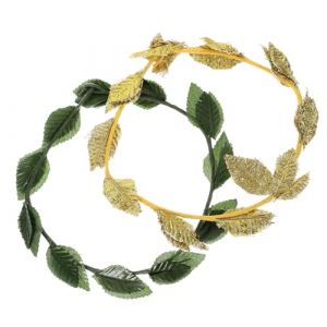 LRXIYODE Lot de 2 Bandeaux de Feuilles Dorées et Vertes Couronne de Laurier Artificielle pour Cosplay et Mariage Accessoire de Coiffure Femme pour Bal Festival et Déguisement Élégant (XPWU, neuf)