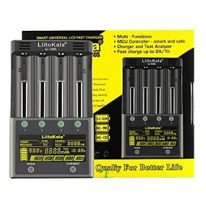 Chargeur de Batterie 18650 LiitoKala Lii-500S Chargeur Rapide de Batterie AA avec Ecran Tactile LCD Adaptateur 12V3A Inclus Prise en Charge de La Sortie USB pour 21700 Li-Lion AA Ni-MH Ni-CD, 4 Baies (LOLOJOY LTD, neuf)