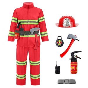 Bastwahl Deguisement Pompier Enfant - Set De Costume De Deguisement Pompier avec 8 Accessoires Casque Pompier Et Un Extincteur De Feu À Eau Pompier Jeu De Rôle (VAN MIA, neuf)