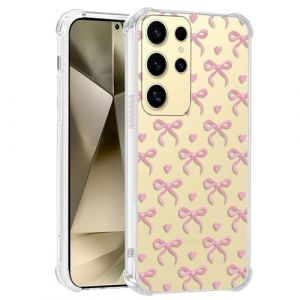 Kivlclri Transparente Coque pour Samsung Galaxy S24 5G 6,8'', Etui Silicone avec N&oelig;ud Coeur Rose Aesthetic Motif Design, Protection Bumper Case Antichoc Housse pour Femme Fine PC &Eacute;tui Souple (Ulbrich Suzana, neuf)