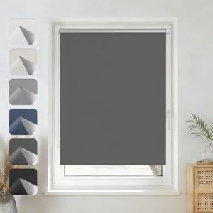 Grandekor Store Enrouleur Occultant sans Per&ccedil;age Installation Facile 100% Opaque Protection Thermique Solaire pour Fen&ecirc;tre Porte, 80l x 200 cm, Gris fonc&eacute; (Grandekor EU, neuf)