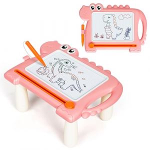 AiTuiTui Ardoise Magique Dinosaure Pieds Amovibles pour Enfants, Tableau Magn&eacute;tique &Eacute;ducative B&eacute;b&eacute; 1 2 3 Ans, Jouet Cr&eacute;atif d&rsquo;&Eacute;criture Filles Gar&ccedil;ons, Jouet de Voyage Cadeau Anniversaire No&euml;l, Rose (Enjoyshop EU, neuf)