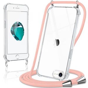 Coiwxmoi Coque avec Cordon pour iPhone 7/8/SE2020/2022 4,7", Collier Réglable Téléphone Étui Portable Lanyard Case Transparent Souple Silicone Housse Antichoc Protection Cover pour iPhone 8, Or Rose (Ian James Craig, neuf)
