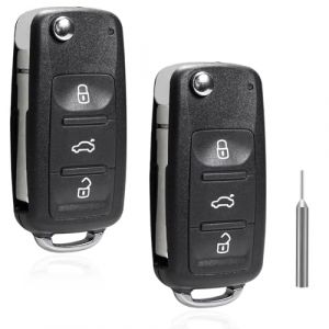 ShnminEU 2 pi&egrave;ces Coque de Cl&eacute; de Voiture Bo&icirc;tier de cl&eacute; t&eacute;l&eacute;commande Compatible avec V-W Golf Mk6 T1guan Polo Passat CC Seat Skoda Octavia 3 Boutons Coque de cl&eacute; de Voiture Pliante de Remplacemen (ShnminEU, neuf)