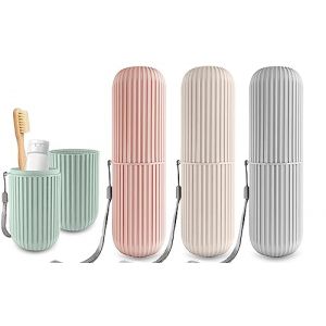 4 Pi&egrave;ces &eacute;Tui &agrave; Brosse &agrave; Dents, Etui Brosse a Dent Voyage, Bo&icirc;te &agrave; Brosse &agrave; Dents, Bo&icirc;te de Rangement Brosse &agrave; Dents avec Corde pour Le Camping, Les Voyages, La Randonn&eacute;e, La Maison (4 Couleurs) (BUKYCAT, neuf)