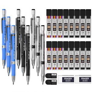 Nicpro 9 Pièces Porte-Mines 2mm, Art Crayon Mécanique Criterium avec HB & 2B Mines (Couleurs & Noir) Gommes, Taille Crayon, Porte Mine pour étudiant Dessin Esquisse Architecture écriture Charpentier (NicproShop EU, neuf)