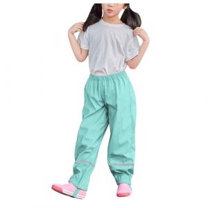 Pantalon de Pluie Garcon et Fille Pantalon Boue de Pluie Imperm&eacute;able Coupe-Vent L&eacute;ger Enfants Salopette Gar&ccedil;on sans Doublure Surpantalon R&eacute;fl&eacute;chissant Enfant pour Road Running (1-1B-Green, 5-6 Years) (DolceTiger, neuf)