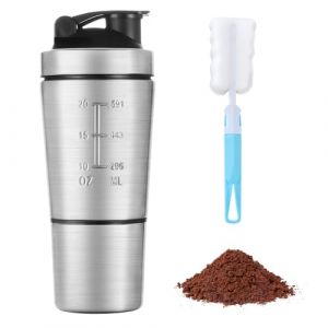 ACWOO Shaker Protéiné de Acier Inoxydable 900ml, Shaker à protéines avec Compartiment à Protéines en Poudre et Mixing Balle, Bouteille Shaker de Protéines pour Boisson Protéinée Gourdes Sport Sans BPA (AOGOE-EU, neuf)
