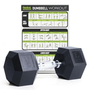 PhysKcal Haltères hexagonales 22,5 kg simples, inodores en polycaoutchouc, ensemble d'haltères 2,5 kg, 5 kg, 7,5 kg, 10 kg, 12,5 kg, 15 kg, 20 kg (Balmin Inc., neuf)