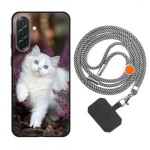 vingarshern Coque Compatible avec Samsung Galaxy A36 5G Antichoc Silicone Bumper Case &Eacute;tui de Protection Housse Coque avec Motif,Souple Coque avec Cordon Detachable,Chat Blanc (YOUKARSHERN, neuf)