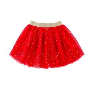 Tutu de Danse Classique Fille - Jupe de Robe de Faveur de F&ecirc;te de Princesse en Tulle &agrave; Paillettes &Eacute;toiles pour Photographie Anniversaire F&ecirc;te Halloween (Rouge, 6-8 Ans) (QinMM, neuf)