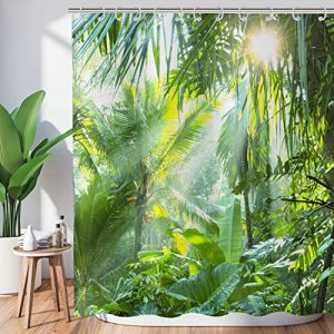 Hnmdmyi Rideau de Douche for&ecirc;t 150x180, Jungle Tropicale for&ecirc;t Tropicale Vert Palmier Arbre Plante Nature Paysage sc&egrave;ne Rideau de Baignoire imperm&eacute;able Tissu Polyester Lavable Rideau de Bain (Hnmdmyi, neuf)