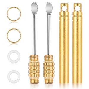 AOZUO Lot de 2 cure oreilles en acier inoxydable de qualité supérieure, outil de retrait de cérumen de type pliable, cure-oreille, portable, porte-clés attaché, outils de nettoyage du cérumen (guizhoupancushangmaoyouxiangongsi, neuf)
