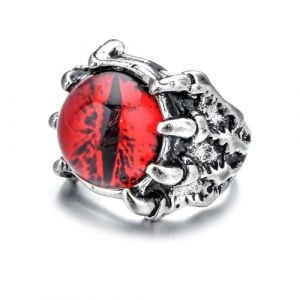 LAOYEFACAI Neutre Bague Réglable en Argent Sterling 925 œil de chat avec Ouverture en Forme de Griffe de Loup Bague de Style Gothique Halloween Personnalité avec Bijoux Cadeaux haut de Gamme (Rouge) (chaozhouwanshishun, neuf)