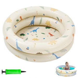 SilverChry Piscine Enfant, Piscine Bebe Pataugeoire, Piscine Gonflable Enfant Dinosaure, Piscine Gonflable à Double Anneau en PVC Premium de Qualité avec Fond de Bulle de Sécurité Gonflable, 90x25 cm (ZHSHE, neuf)
