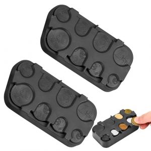 Lot de 2 boîtes à pièces pour pièces de monnaie, tri de pièces de monnaie en euro avec fixation rapide (boîte à monnaie), porte-monnaie, trieur pour voiture, taxi, 8 compartiments de 2 euros à 1 cent (SanMu-EU, neuf)