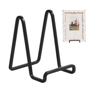 Lot De 2 Chevalets En M&eacute;tal Noir - 14.5x7.5x11.5cm Pr&eacute;sentoir De Fer Pour Plaques, Support Assiette Decorative,Presentoir Cadre Photo Livre De Table, R&eacute;glable, Pour Photos, Image, Assiette D&eacute;corative (Dubbulon, neuf)