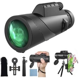 Auricase Telescope Monoculaire, Monocular, 12X50 HD &Eacute;tanche BAK4 Prisme Lunette monoculaire, avec Clip pour T&eacute;l&eacute;phone Portable pour Observation Oiseaux, Chasse, Randonn&eacute;e, Concert (N-Noir) (Jinhan Industrial, neuf)