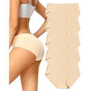 VOENXE Women Seamless Hipster Underwear,Breathable Ladies Panties Bikini,Multipack No Show Briefs,No VPL Knickers,Comfortable Undies Underpants for Women 5-Pack, Nude, L (Voenxe, neuf)