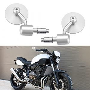7/8 "22mm Moto R&eacute;troviseur de Guidon 3 Pouces Rond R&eacute;troviseur Lat&eacute;raux pour Scooter Chopper Cruiser(Argent) (Naughty Fashion Mode, neuf)
