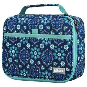 VASCHY Trousse Scolaire, Grande Trousse Crayon de Couleur 72 Slots Portable Multi-Poches Feutres Stylos Trousse de Rangement avec Détachables Velcro et Anse pour Femme Fille Artiste Fleurs Bleues (Vaschy, neuf)