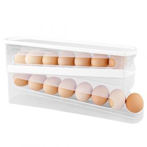 Legpador 2 Niveaux Boîte à Oeufs, Rangement Oeuf À Roulement Automatique, Distributeur Oeuf Frigo, Porte-œufs, Organisateur D'œufs, pour Réfrigérateur, Cuisine, Armoires,Peut Contenir 12-14 Gros Œufs (LÉGUA FORASTEIRA - UNIPESSOAL LIMITADA, neuf)